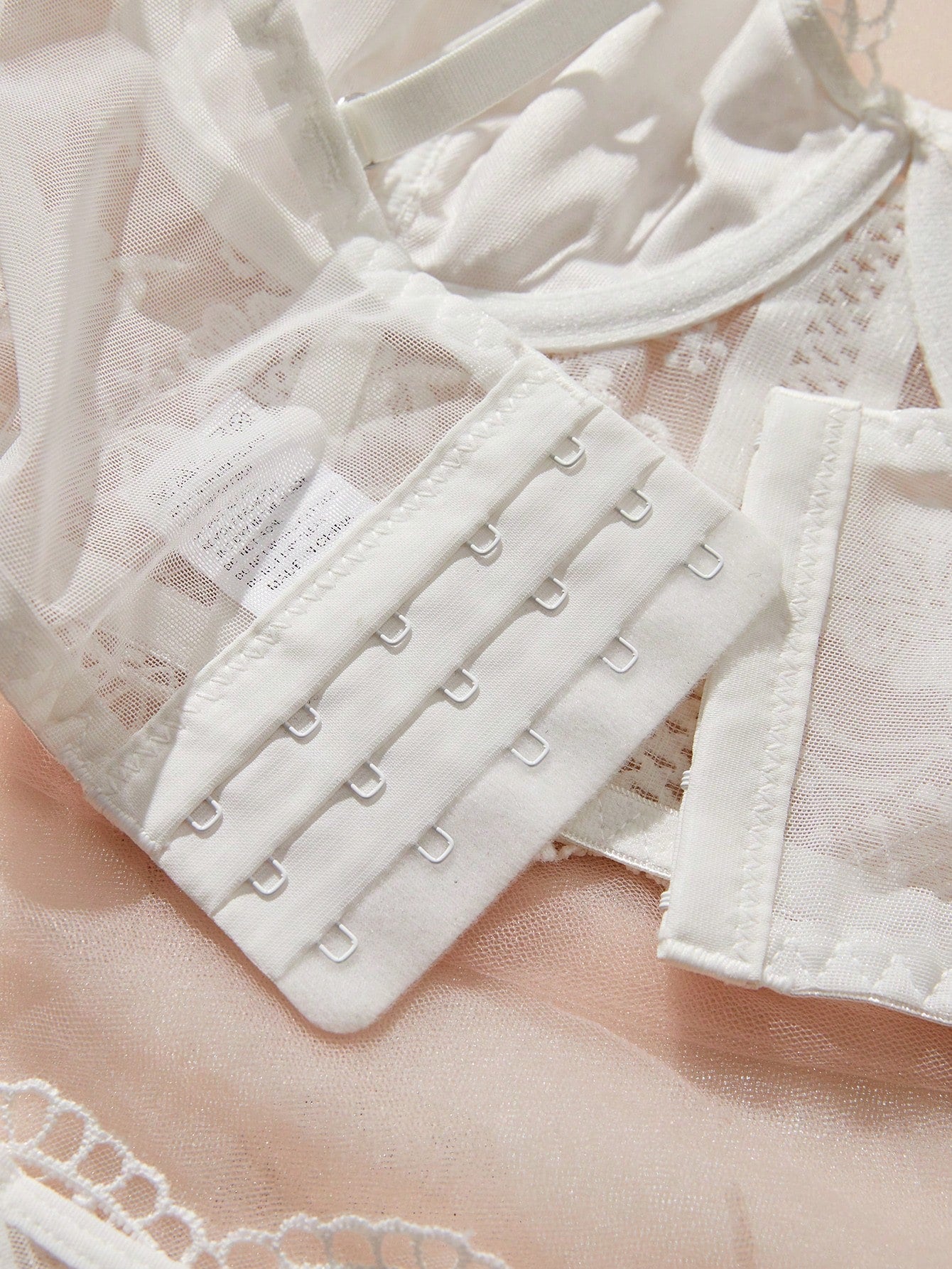 2 pièces/Set Ensemble de soutien-gorge et culotte romantique et long de femme en blanc