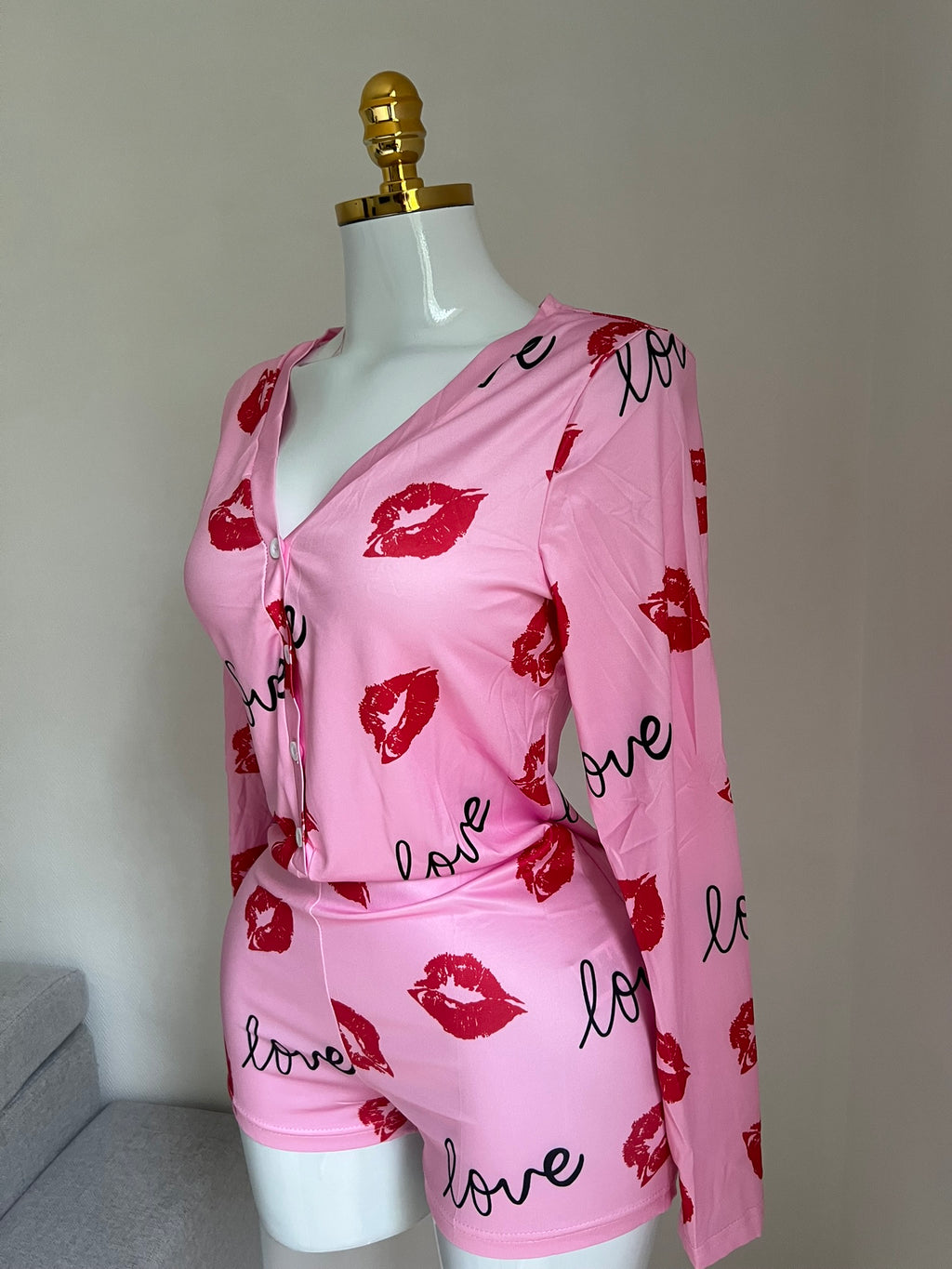 💋 Pyjama “Love & Kiss” rose sexy & confortable 💖