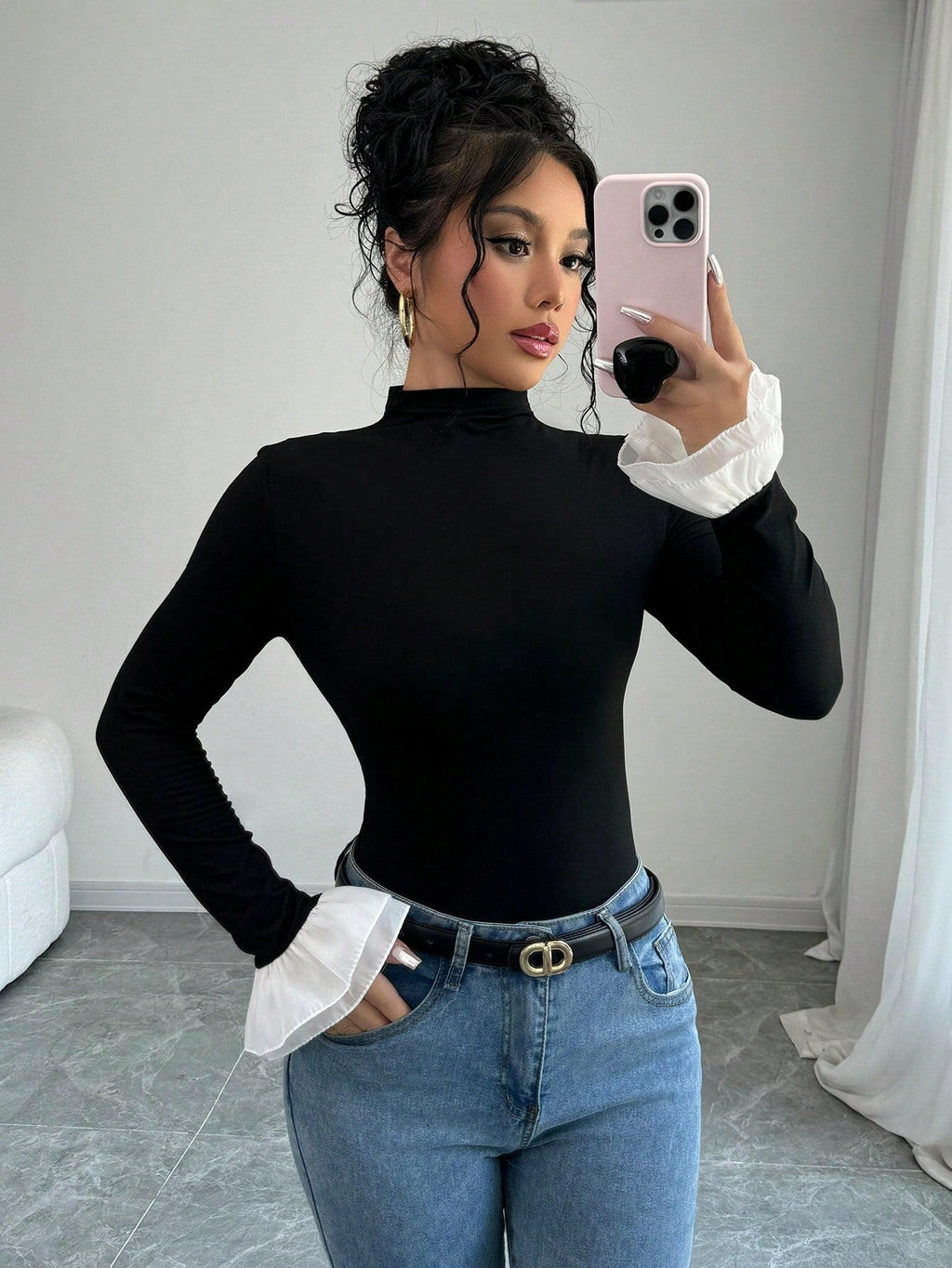 🖤 Chemise femme noire manches longues 🤍