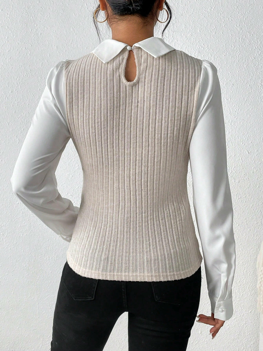 🤍 Chemise femme chic col blanc 👔 manches longues satinées
