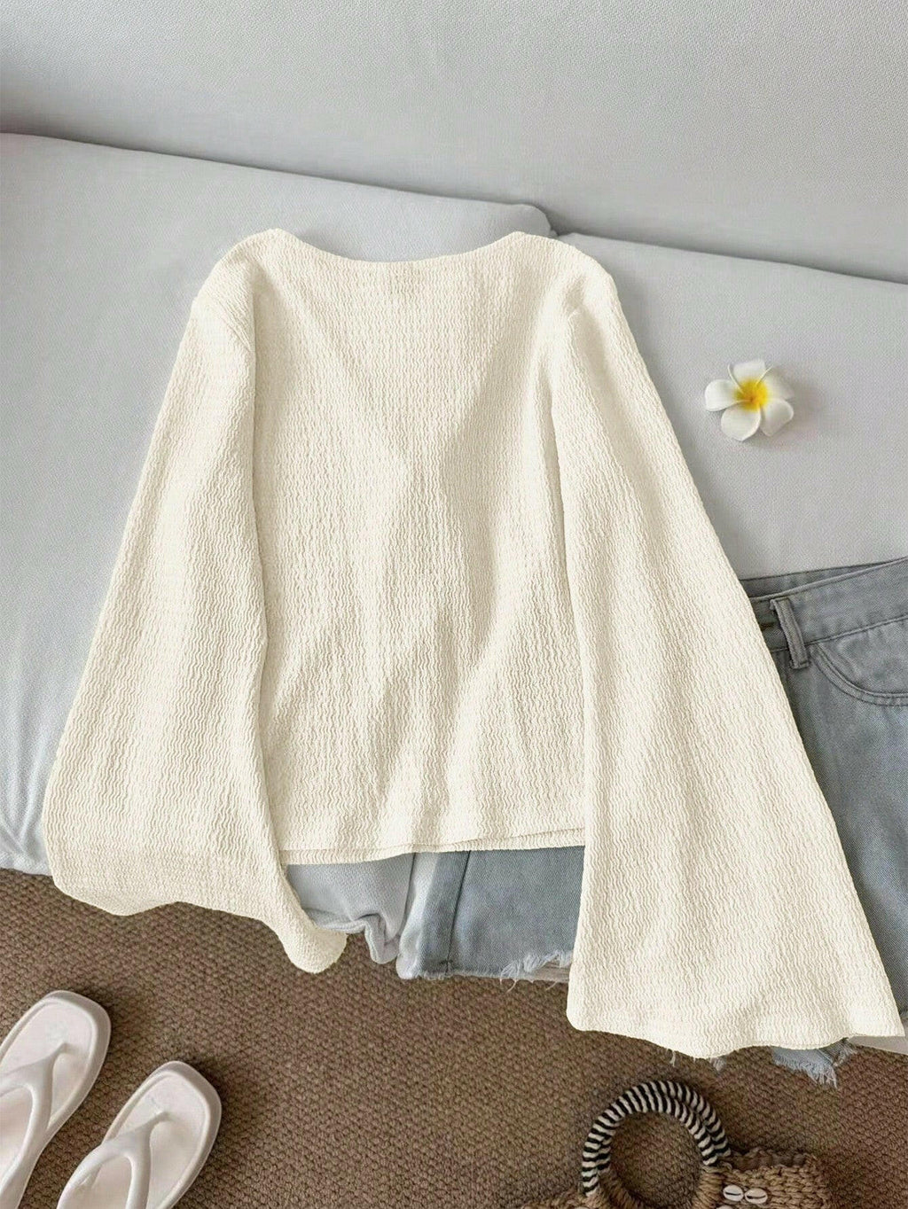 🤍 Blouse femme blanche 🎀 manches larges 💖
