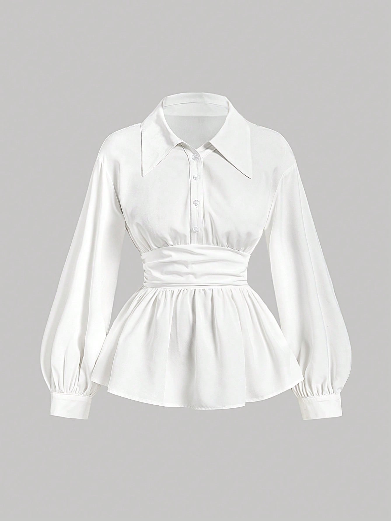 🤍 Chemise blanche à manches bouffantes élégantes ✨  Coupe cintrée & fluide pour un look chic et féminin 💫