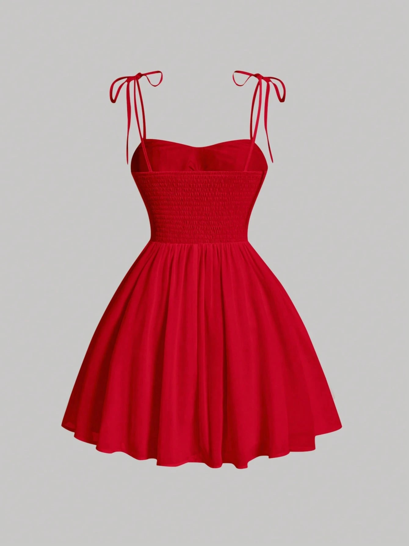 QUEEN MOD Robe De Camisole Solide Rouge Avec Nœud De Soirée De Rencontre, Poitrine Froncée