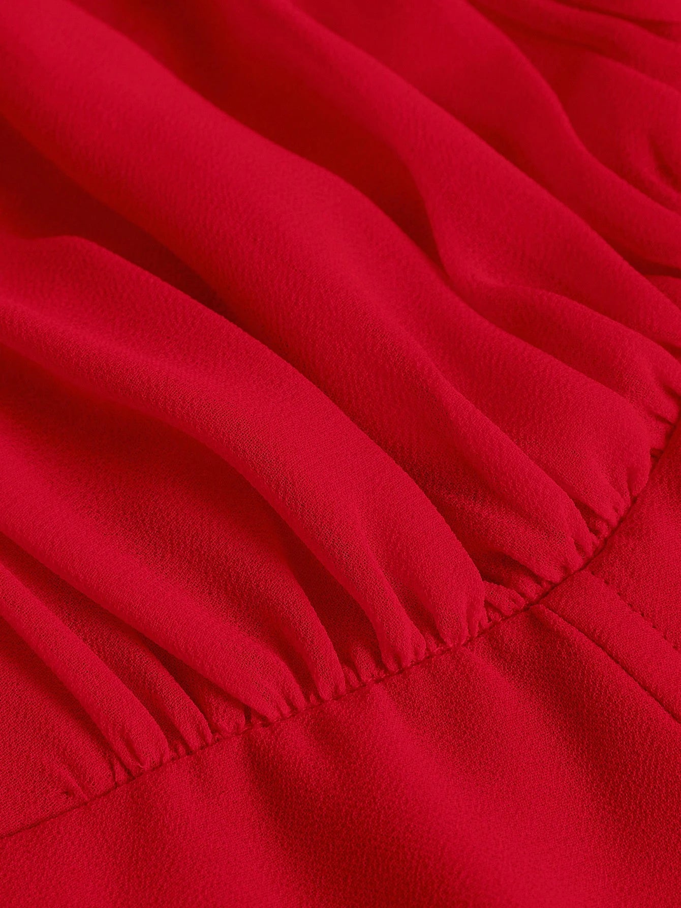 QUEEN MOD Robe De Camisole Solide Rouge Avec Nœud De Soirée De Rencontre, Poitrine Froncée