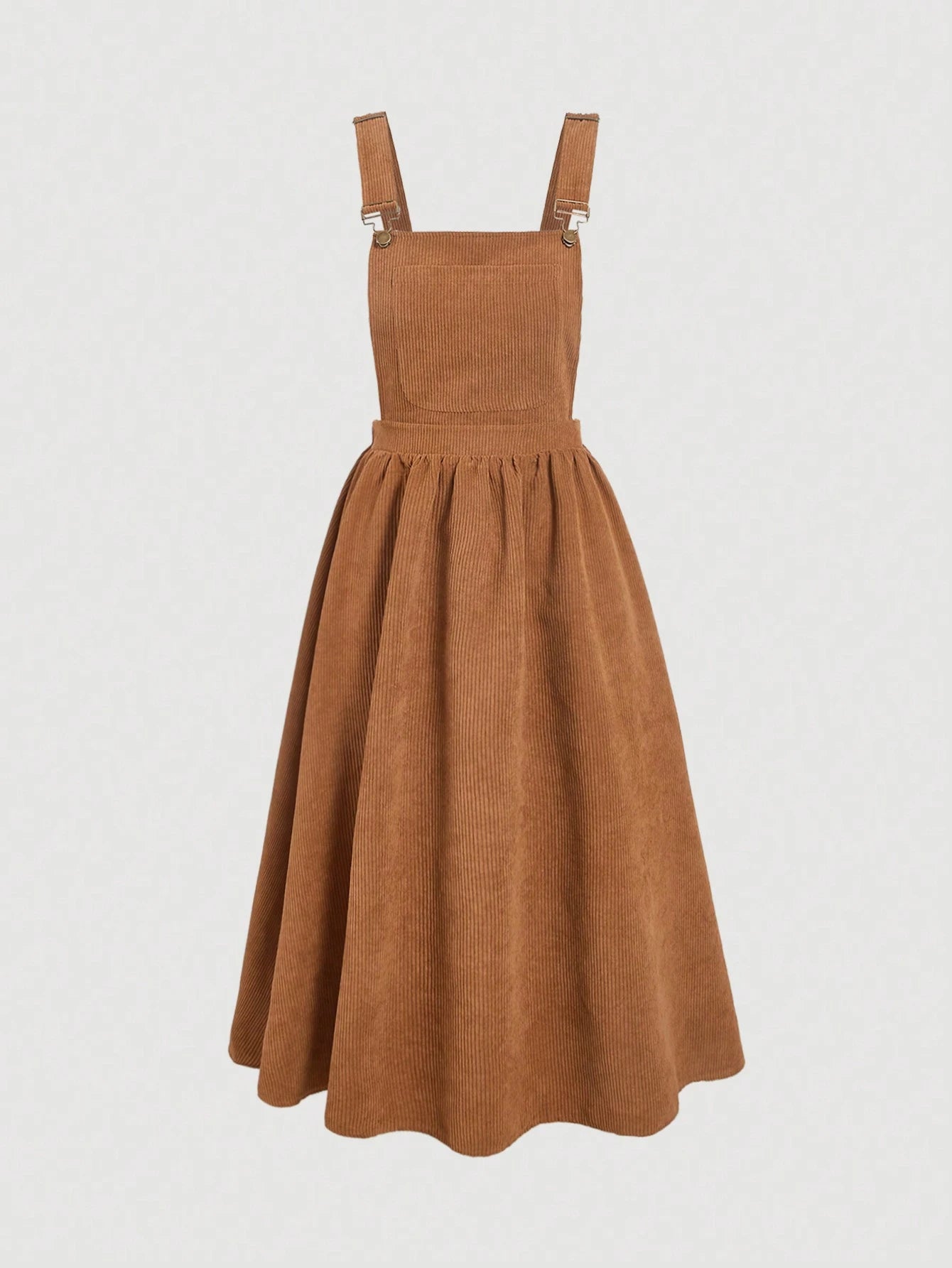 QUEEN MOD Robe Salopette Unicolore En Velours Côtelé Sans Chemise