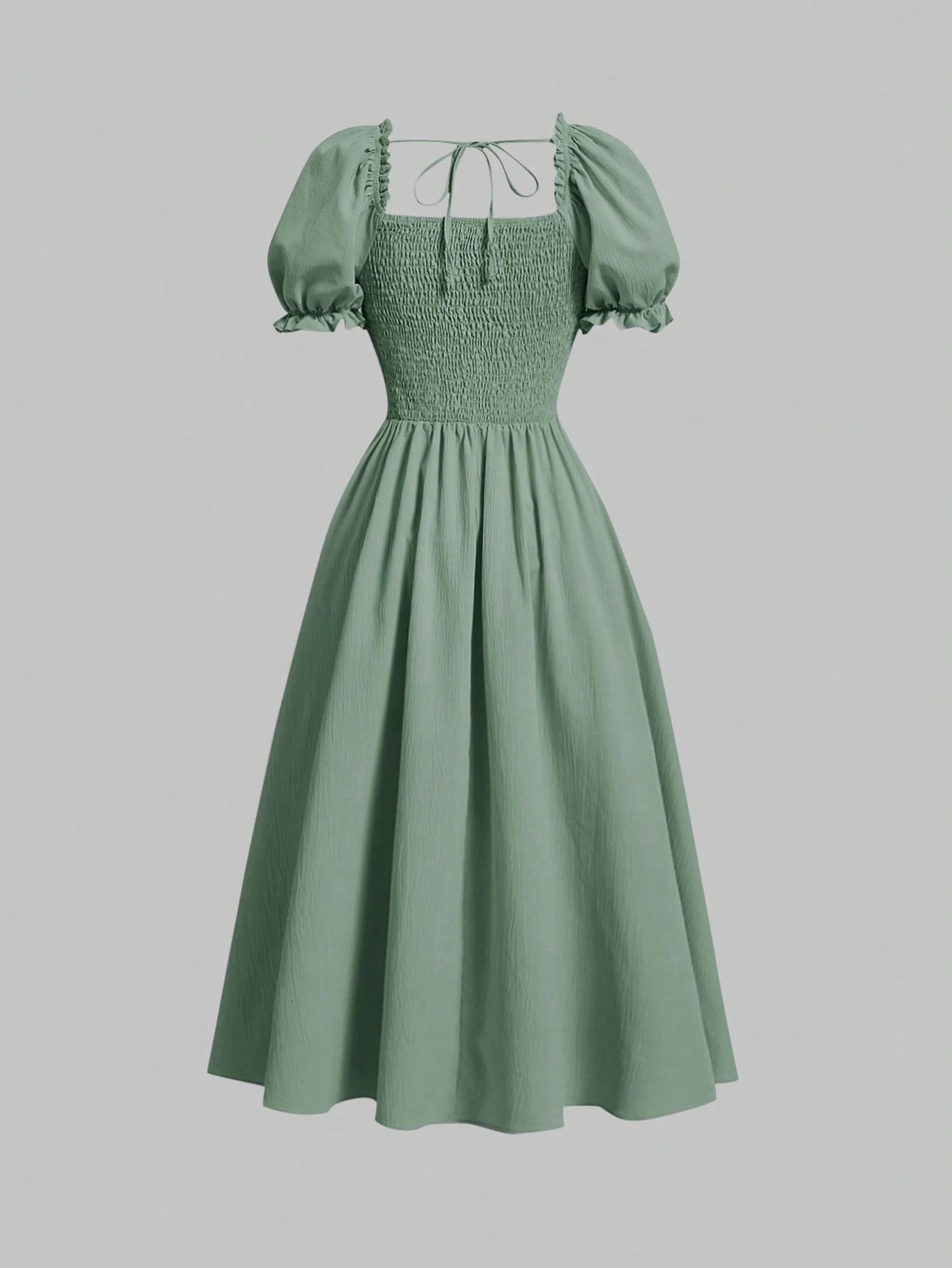 QUEEN MOD Robe Unicolore À Lacets Manches Bouffantes