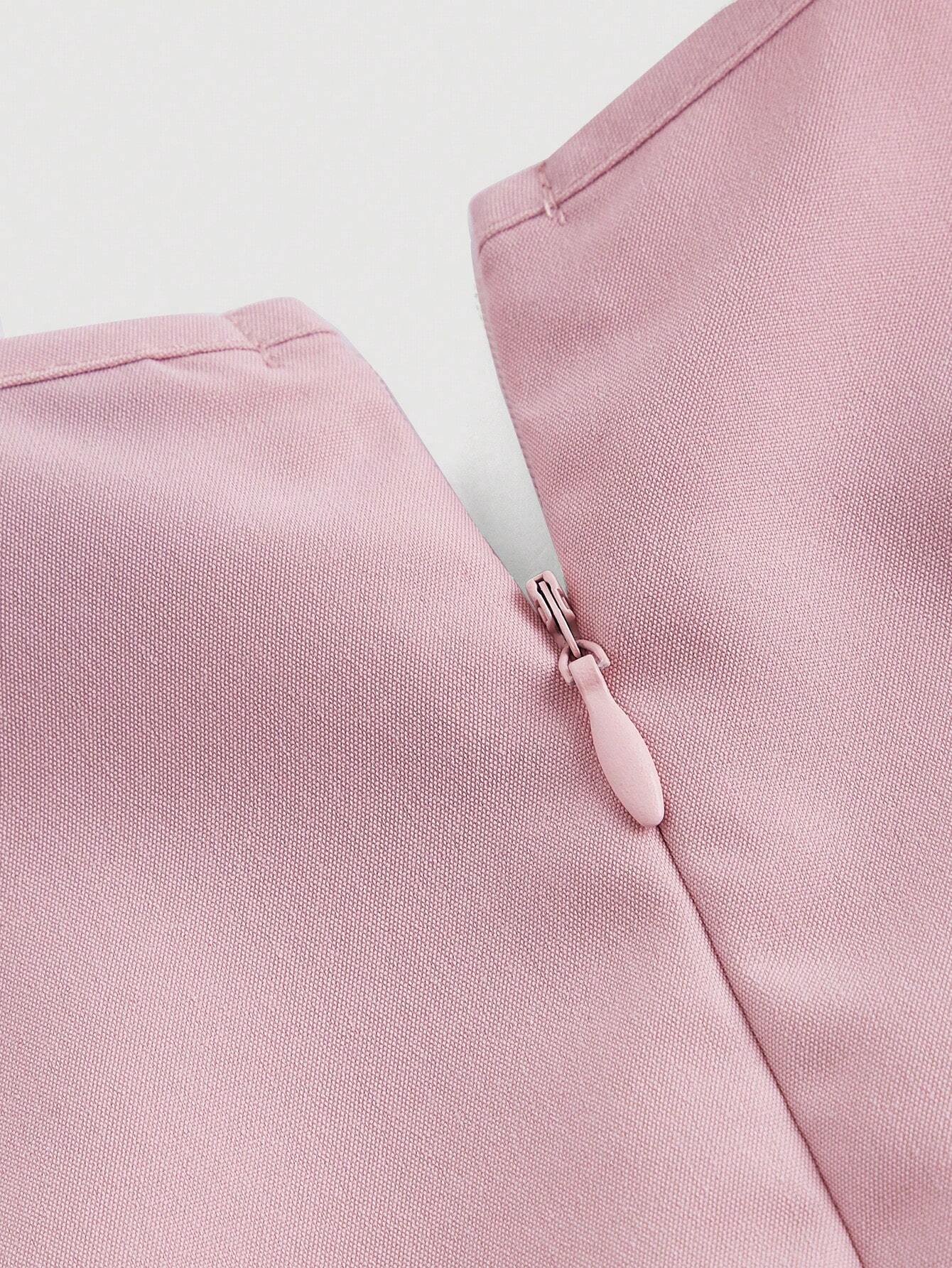 QUEEN MOD Robe plissée unie avec attache latérale en croix, pour un rendez-vous, un brunch ou un anniversaire