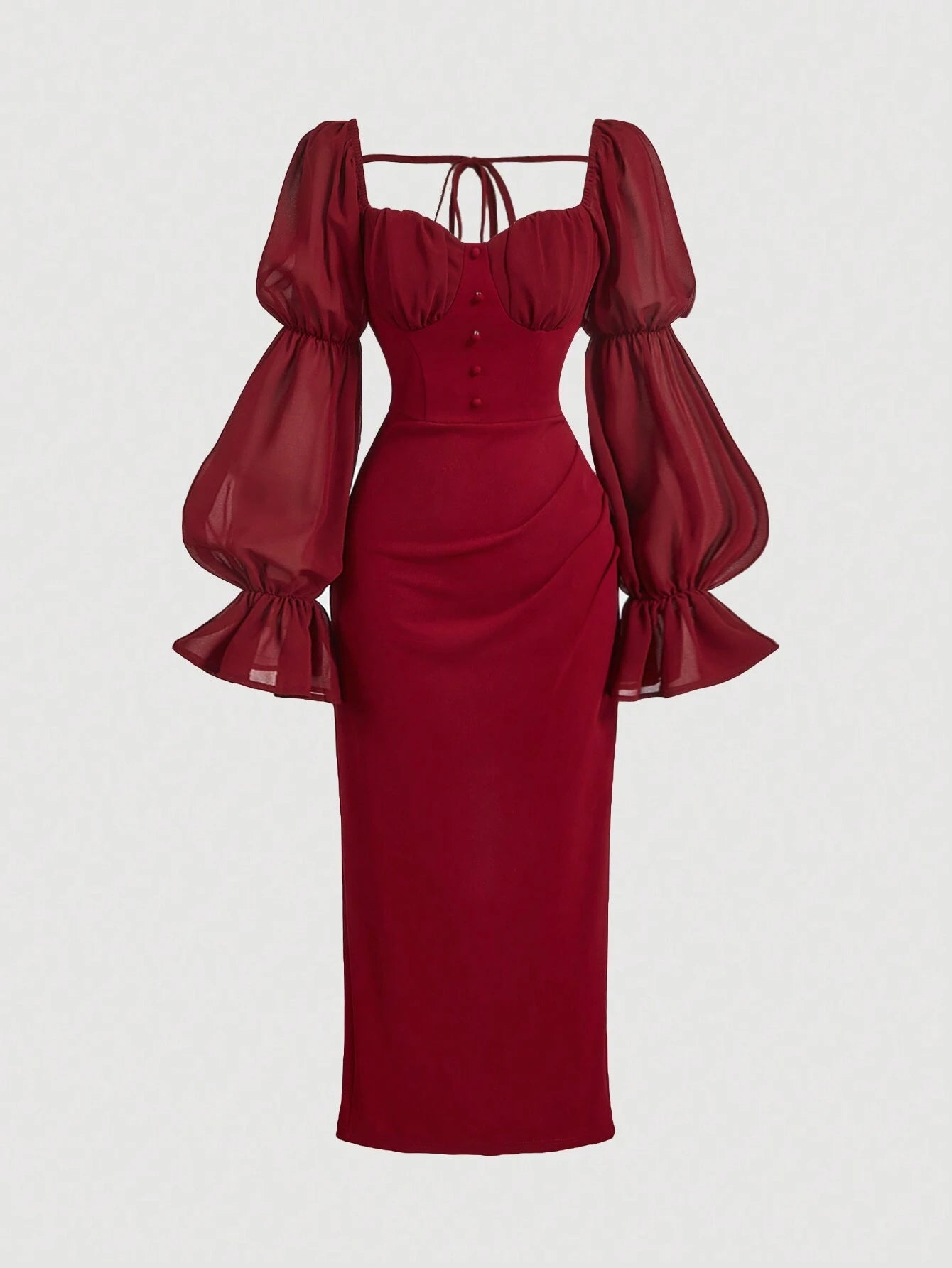 QUEEN MOD Robe longue vintage romantique abricot pour femmes, robe de soirée, robe de bal