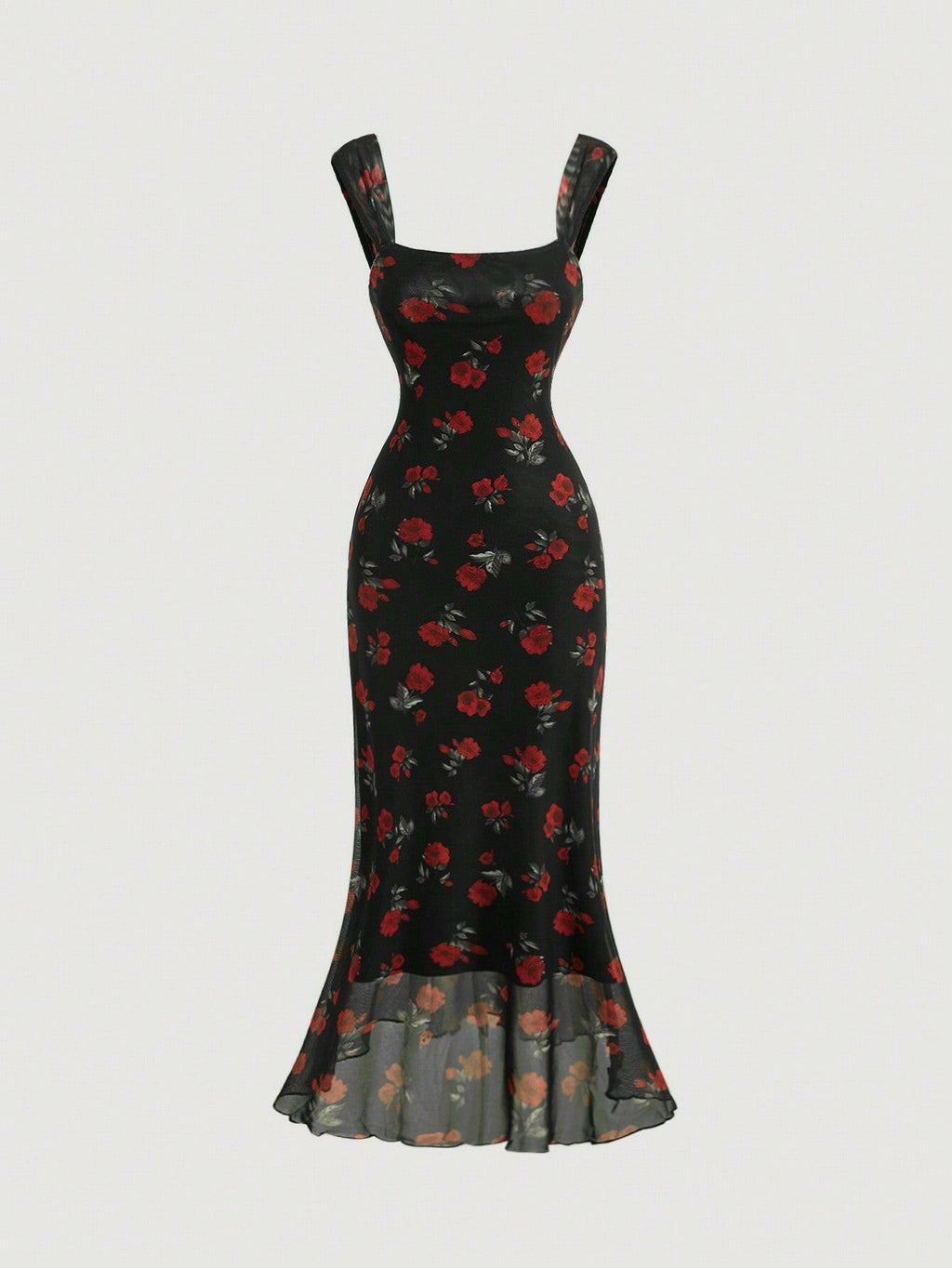 🌸 Robe femme floral rétro mi-longue – sexy & élégante 💕