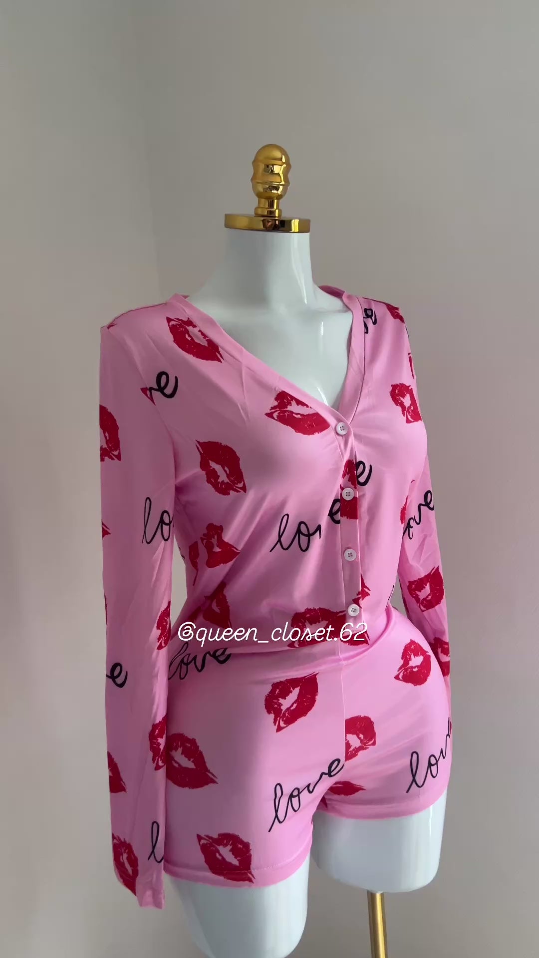 💋 Pyjama “Love & Kiss” rose sexy & confortable 💖