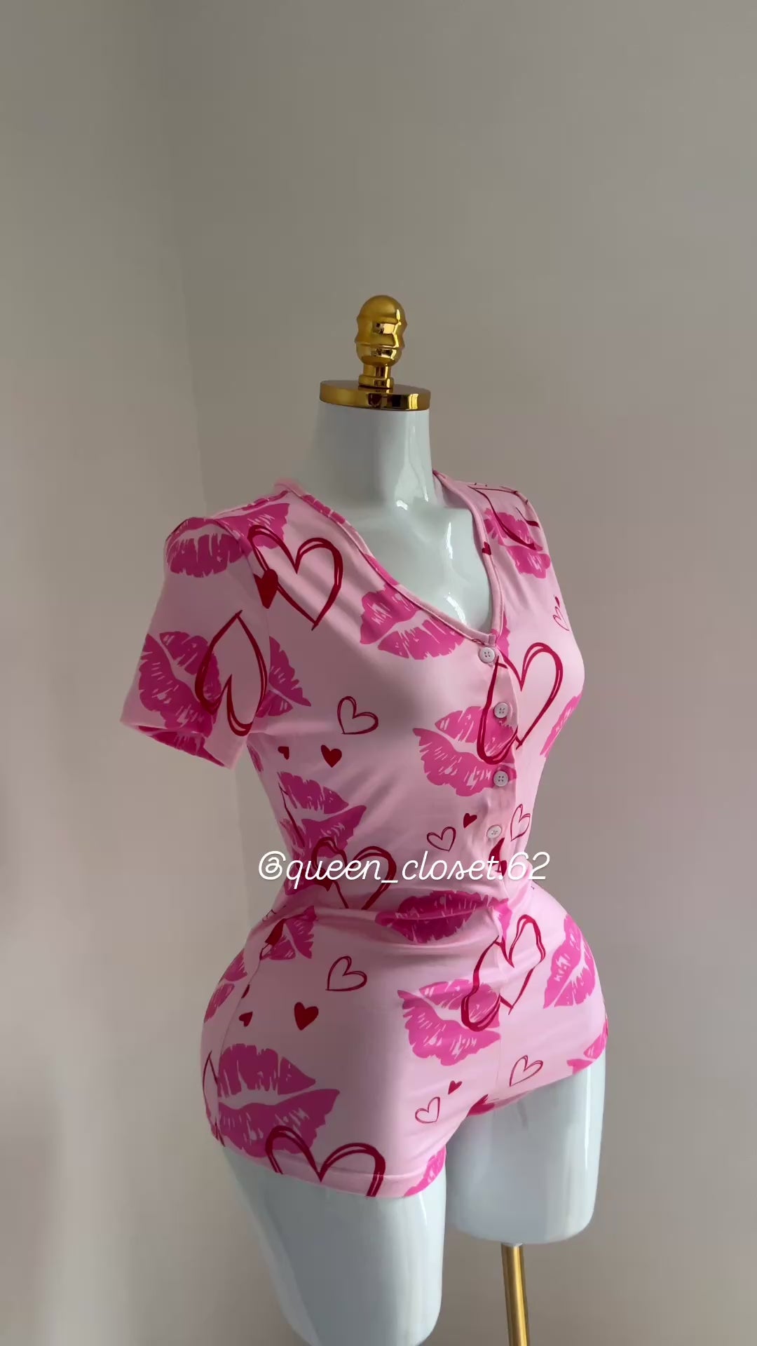 💋 Pyjama rose “Kiss & Love” doux & sexy 💗