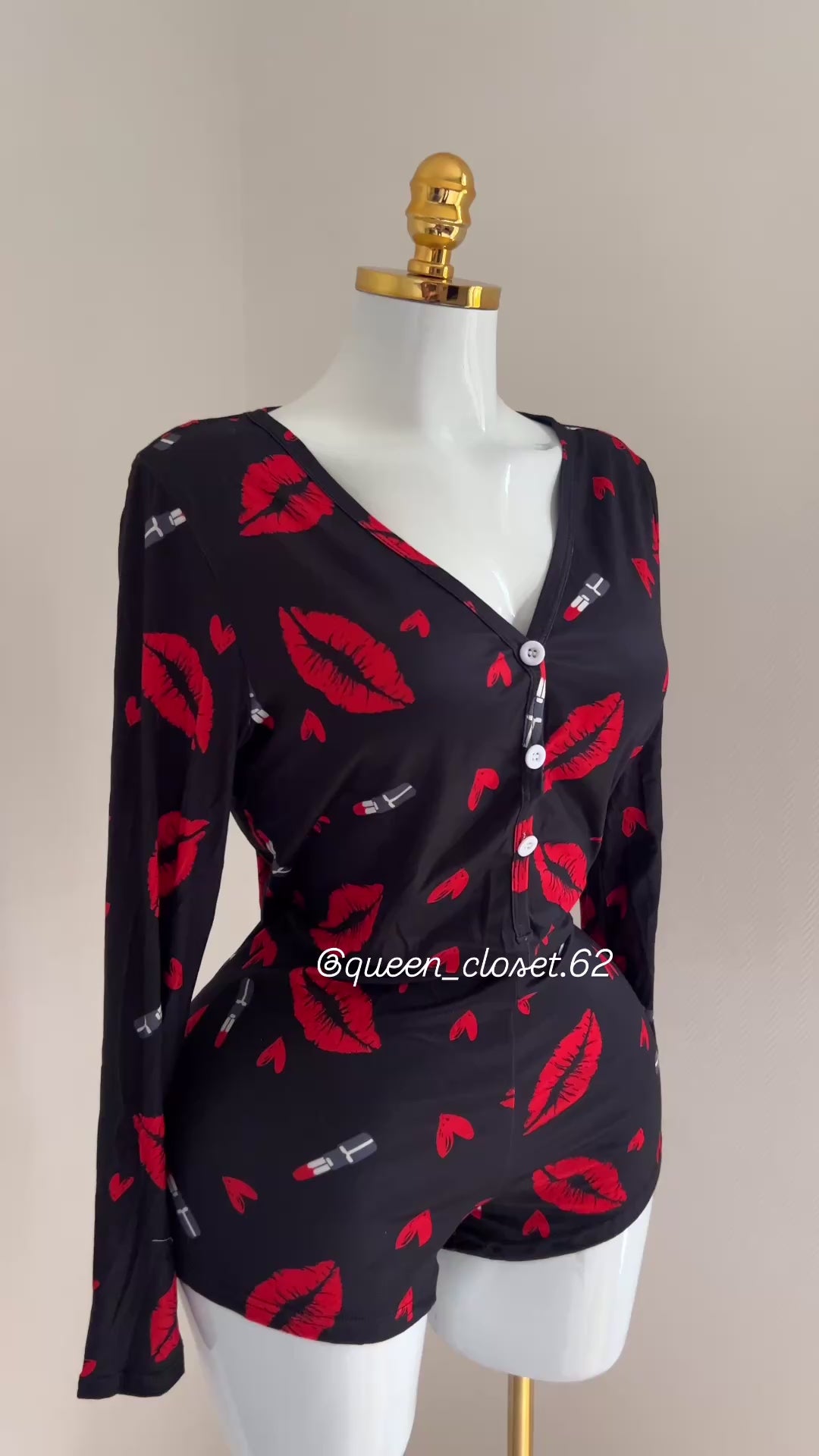 💋 Pyjama noir “Kiss Me” sexy & tendance 🖤